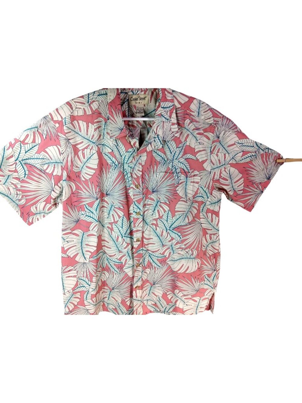 Vintage Mens Cooke Street Honolulu Pink Tropical Hawaiian Shirt XL 100% Cotton